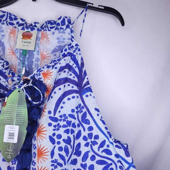 Farm Rio Blouse Large Floral Blue White Afternoon Breeze NWT - Picture 4 of 12